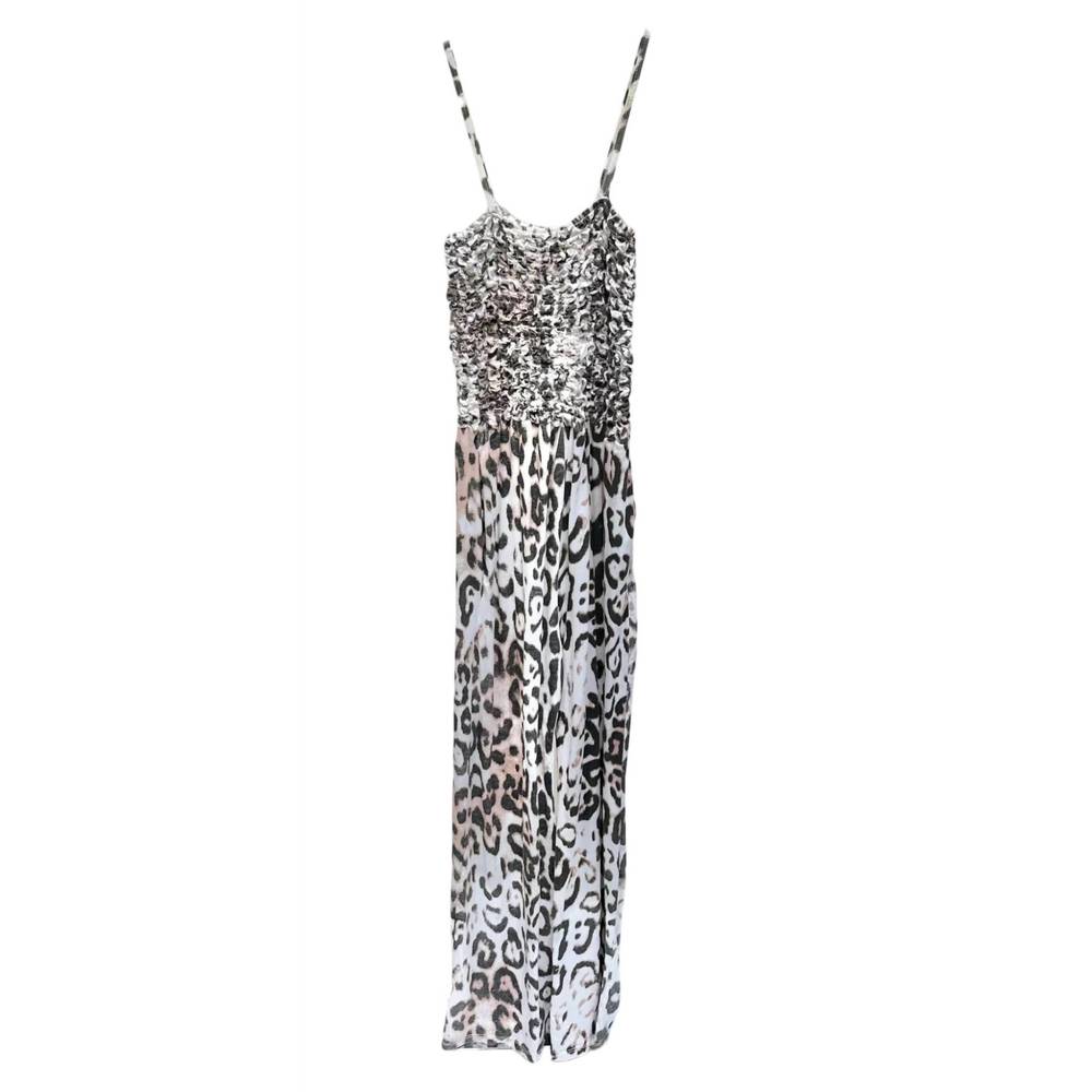 NEW VENTI6 women's cheetah print jumpsuit in white/black